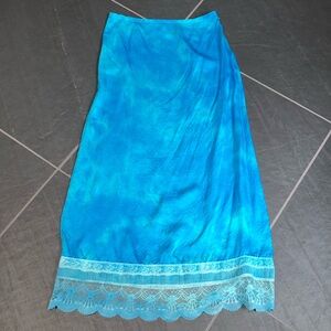 Silk Maxi Skirt Size M Turquoise By Eloise